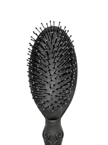 Cushion Hair Brush for Gentle Detangling - Suitable for Men, Women, and Kids, All Hair Types, Wet or Dry Use - Black