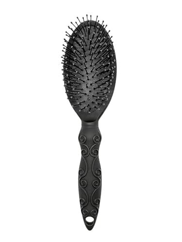 Cushion Hair Brush for Gentle Detangling - Suitable for Men, Women, and Kids, All Hair Types, Wet or Dry Use - Black