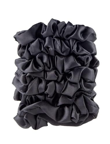Satin Scrunchies for Thin & Normal Hair – No Crease, No Damage Hair Ties – Frizz Free, Gentle, Stylish, Black, 8 Count - görsel 2
