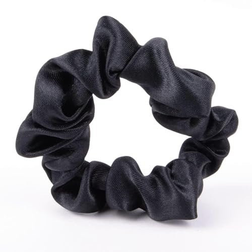 Satin Scrunchies for Thin & Normal Hair – No Crease, No Damage Hair Ties – Frizz Free, Gentle, Stylish, Black, 8 Count - görsel 4