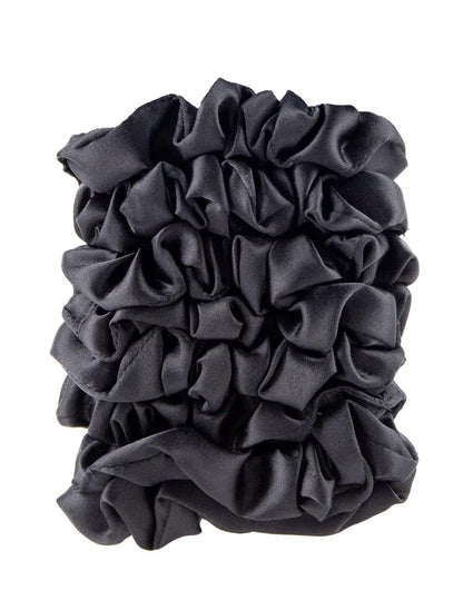 Satin Scrunchies for Thin & Normal Hair – No Crease, No Damage Hair Ties – Frizz Free, Gentle, Stylish, Black, 8 Count