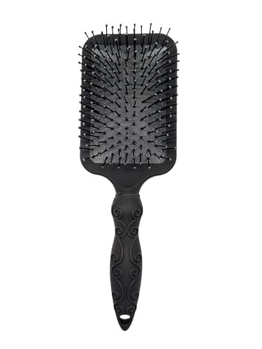 Paddle Hair Brush for Gentle Detangling – Flexible Nylon Bristles for Wet or Dry Hair, Tangle-Free, Black