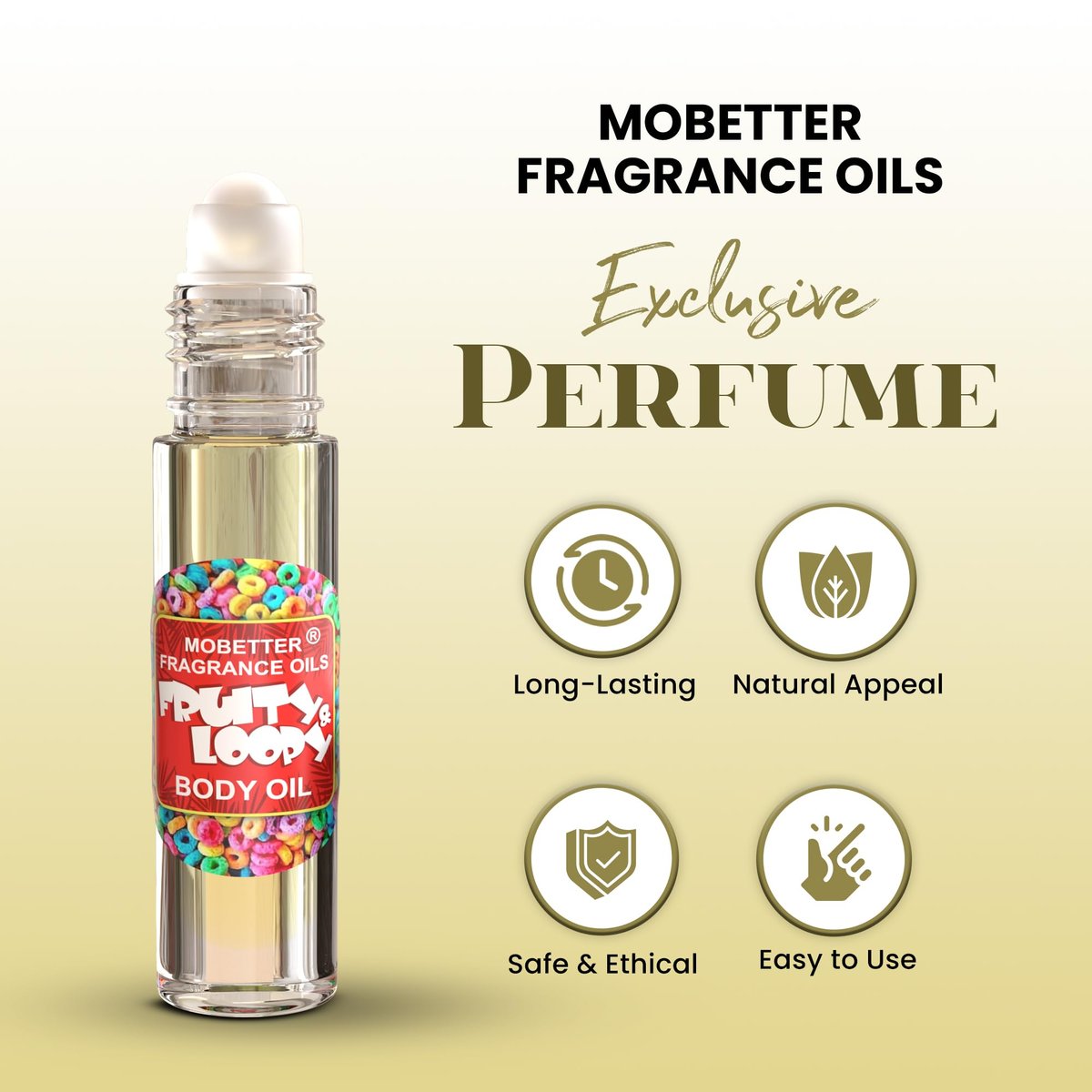 MOBETTER FRAGRANCE OILS Fruity & Loopy Perfume Body Oil - Unisex Eau de Parfum, 0.33 Fl Oz Avelisse