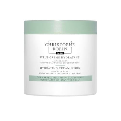 Christophe Robin Hydrating Cream Scrub with Aloe Vera - Pre-Wash Hair Treatment for Dry, Dehydrated Scalp - 8.4 fl. oz