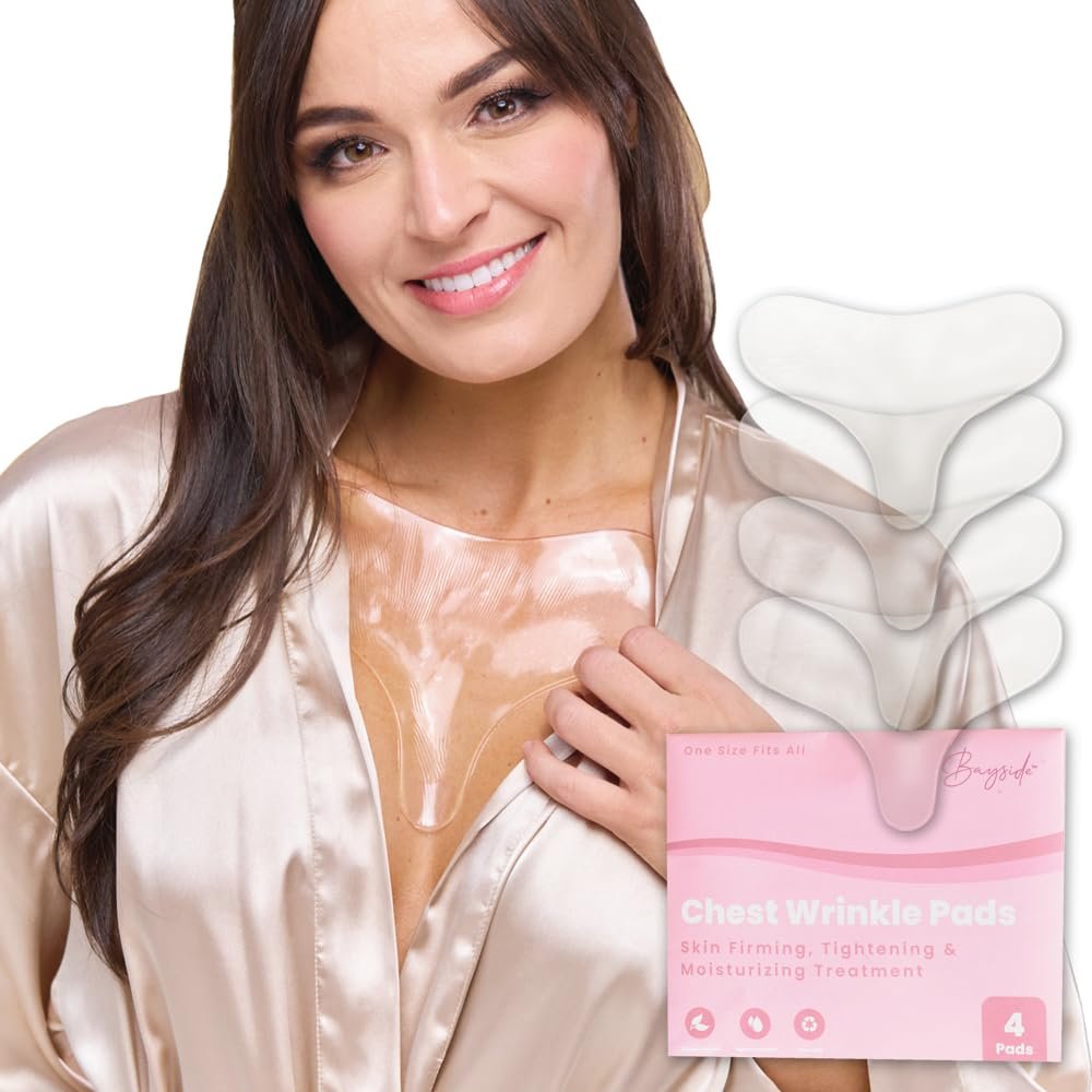 Bayside Chest Wrinkle Patches Reusable - Anti-Aging Patches for Fine Lines, Long-Lasting Wrinkle Pads for Youthful Appearance, Skin-Safe Chest Care Solution, Includes 4 Durable Pads for Smooth Look (4ct) Avelisse