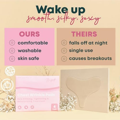 Bayside Chest Wrinkle Patches Reusable - Anti-Aging Patches for Fine Lines, Long-Lasting Wrinkle Pads for Youthful Appearance, Skin-Safe Chest Care Solution, Includes 4 Durable Pads for Smooth Look (4ct) Avelisse