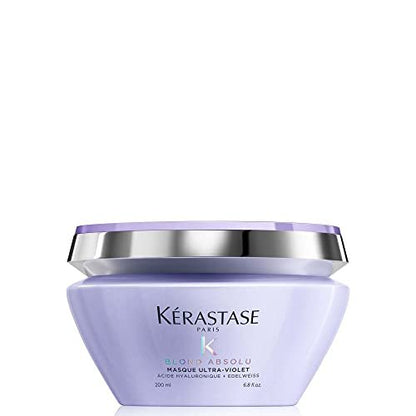 Kerastase Blond Absolu Ultra-Violet Purple Hair Mask for Lightened, Highlighted and Grey Hair - Neutralizes Brassy and Yellow Undertones with Hyaluronic Acid, 6.8 Fl Oz Avelisse