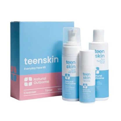 Teen Skin Care Kit 3-Step | Acne Face Wash, Toner & Moisturizer for Teens Preteens & Kids | Natural Outcome Avelisse