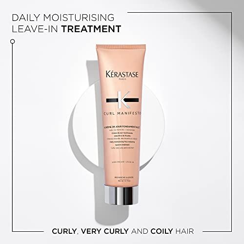 Kerastase Curl Manifesto Crème de Jour Fondamentale Hair Cream - Leave In Treatment & Heat Protectant, Controls Frizz & Enhances Curls, 5.07 Fl Oz Avelisse