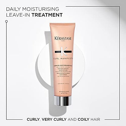 Kerastase Curl Manifesto Crème de Jour Fondamentale Hair Cream - Leave In Treatment & Heat Protectant, Controls Frizz & Enhances Curls, 5.07 Fl Oz Avelisse