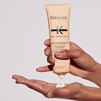 Kerastase Curl Manifesto Crème de Jour Fondamentale Hair Cream - Leave In Treatment & Heat Protectant, Controls Frizz & Enhances Curls, 5.07 Fl Oz Avelisse