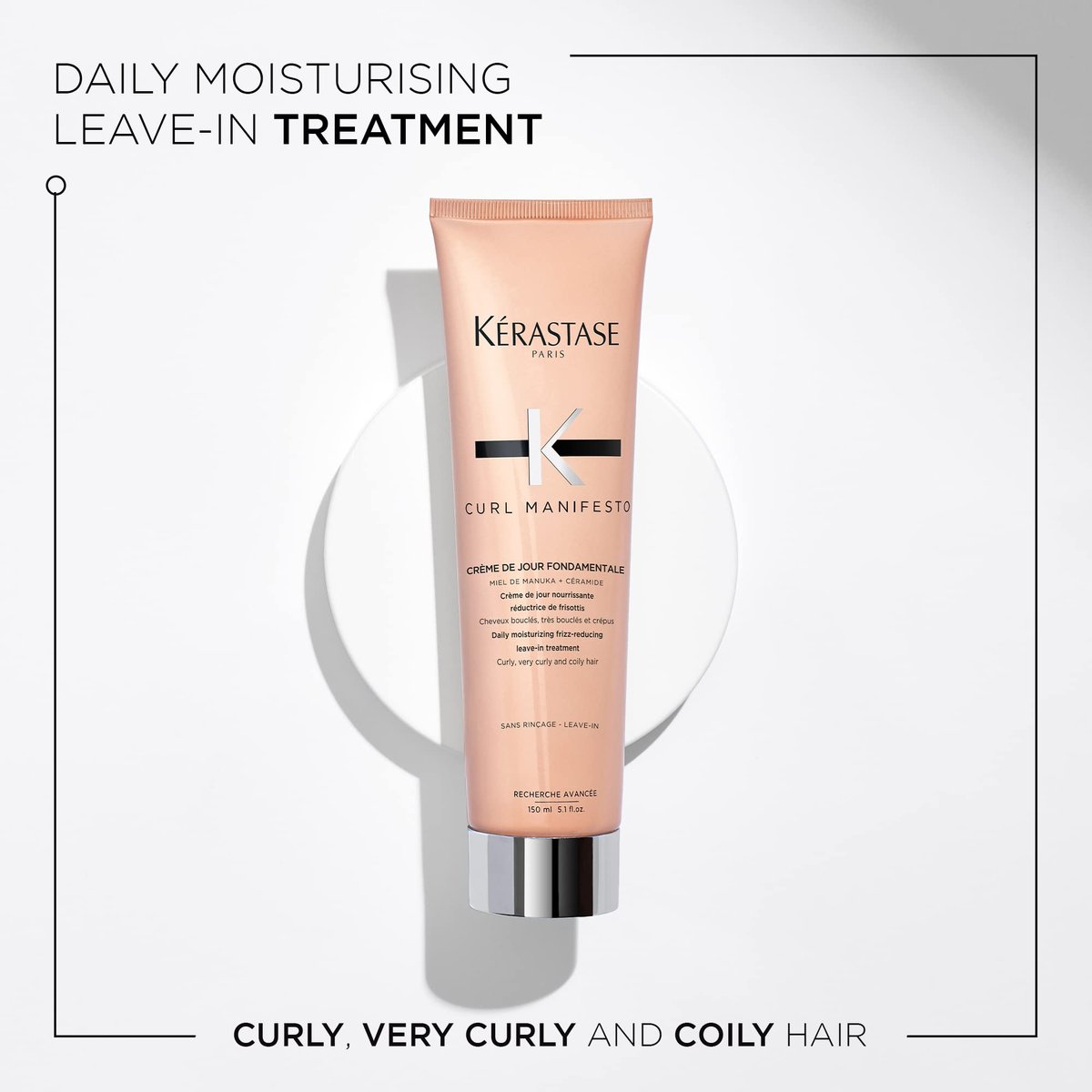 Kerastase Curl Manifesto Crème de Jour Fondamentale Hair Cream - Leave In Treatment & Heat Protectant, Controls Frizz & Enhances Curls, 5.07 Fl Oz Avelisse