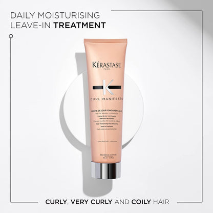 Kerastase Curl Manifesto Crème de Jour Fondamentale Hair Cream - Leave In Treatment & Heat Protectant, Controls Frizz & Enhances Curls, 5.07 Fl Oz Avelisse
