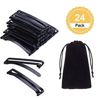 Pack of 24 Metal Hair Barrettes Clips – No-Slip Grip Stay Tight Barrettes for Girls and Women, Black