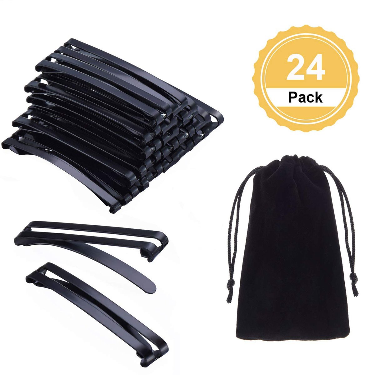 Pack of 24 Metal Hair Barrettes Clips – No-Slip Grip Stay Tight Barrettes for Girls and Women, Black - görsel 12