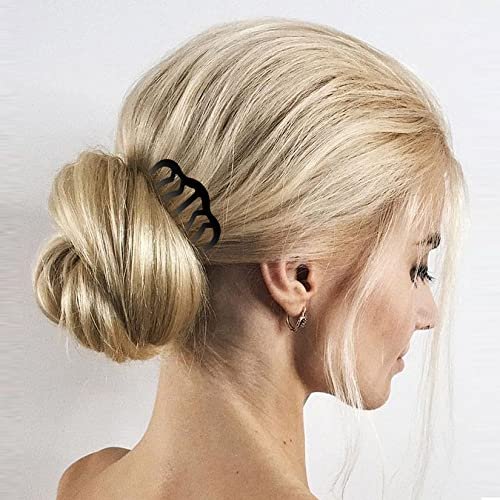 QOOSIKICC 12 Pcs Hair Side Combs, Hair Fork Clips & Pins - U-Shape Teeth Styling Tool for French Twist Updo - Black - görsel 12