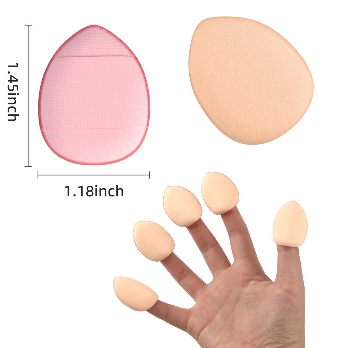 bAnpinSH Finger Puff 12-Pack: Mini Makeup Sponges for Foundation, Concealer & Eyeshadow (5 Colors) - görsel 9