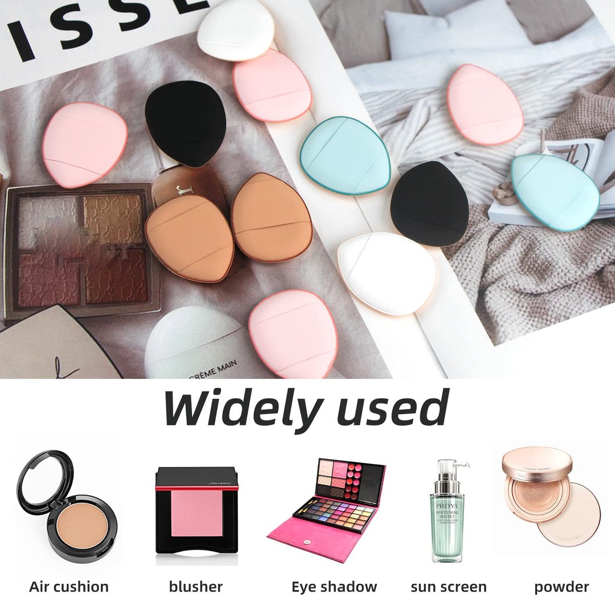 bAnpinSH Finger Puff 12-Pack: Mini Makeup Sponges for Foundation, Concealer & Eyeshadow (5 Colors) - görsel 7