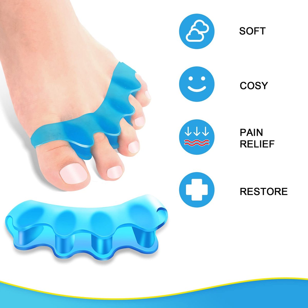 Juzure 8 PCS Professional Silicone Toe Separators for Bunions & Toe Straightening - Correct, Stretch & Realign Toes Naturally - görsel 5