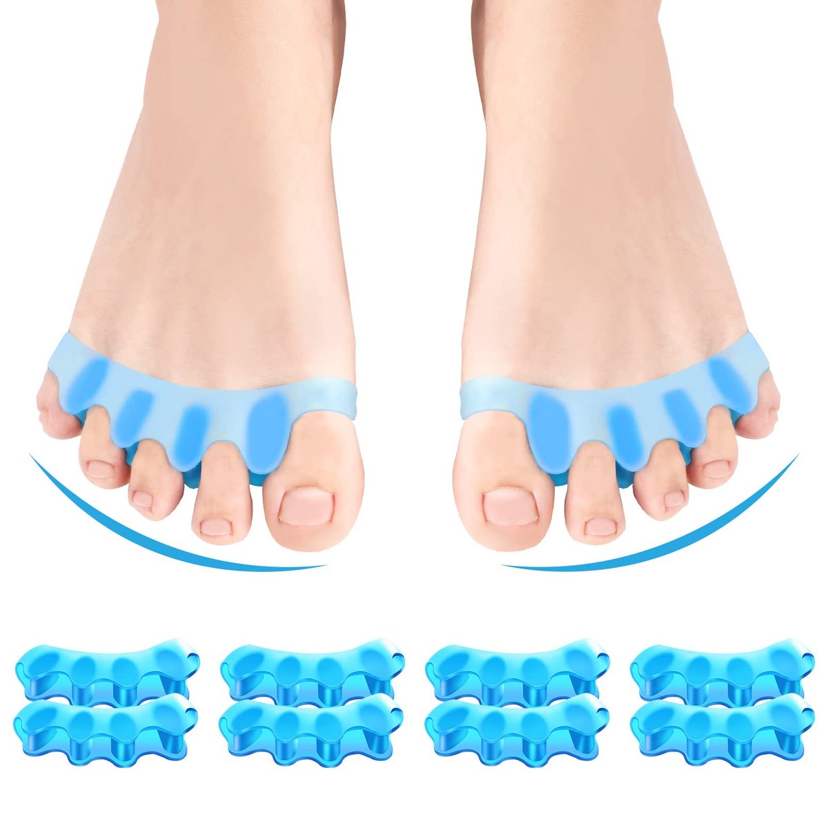 Juzure 8 PCS Professional Silicone Toe Separators for Bunions & Toe Straightening - Correct, Stretch & Realign Toes Naturally - görsel 1
