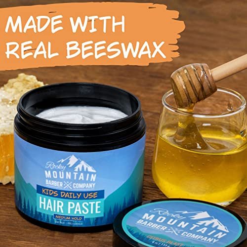 Rocky Mountain Barber Company Kids Hair Styling Paste for Boys - Large 4 oz Tub - Medium Hold Gel for All Hairstyles - Citrus Scent - görsel 9