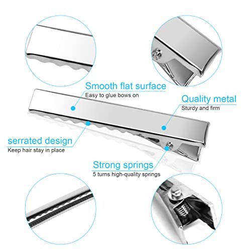 210 PCS Silver Alligator Hair Clips - 1.8 & 2.2 Inch Single Prong Metal Clips for Hair Bows, Crafts, and DIY Accessories | Aisuly - görsel 8