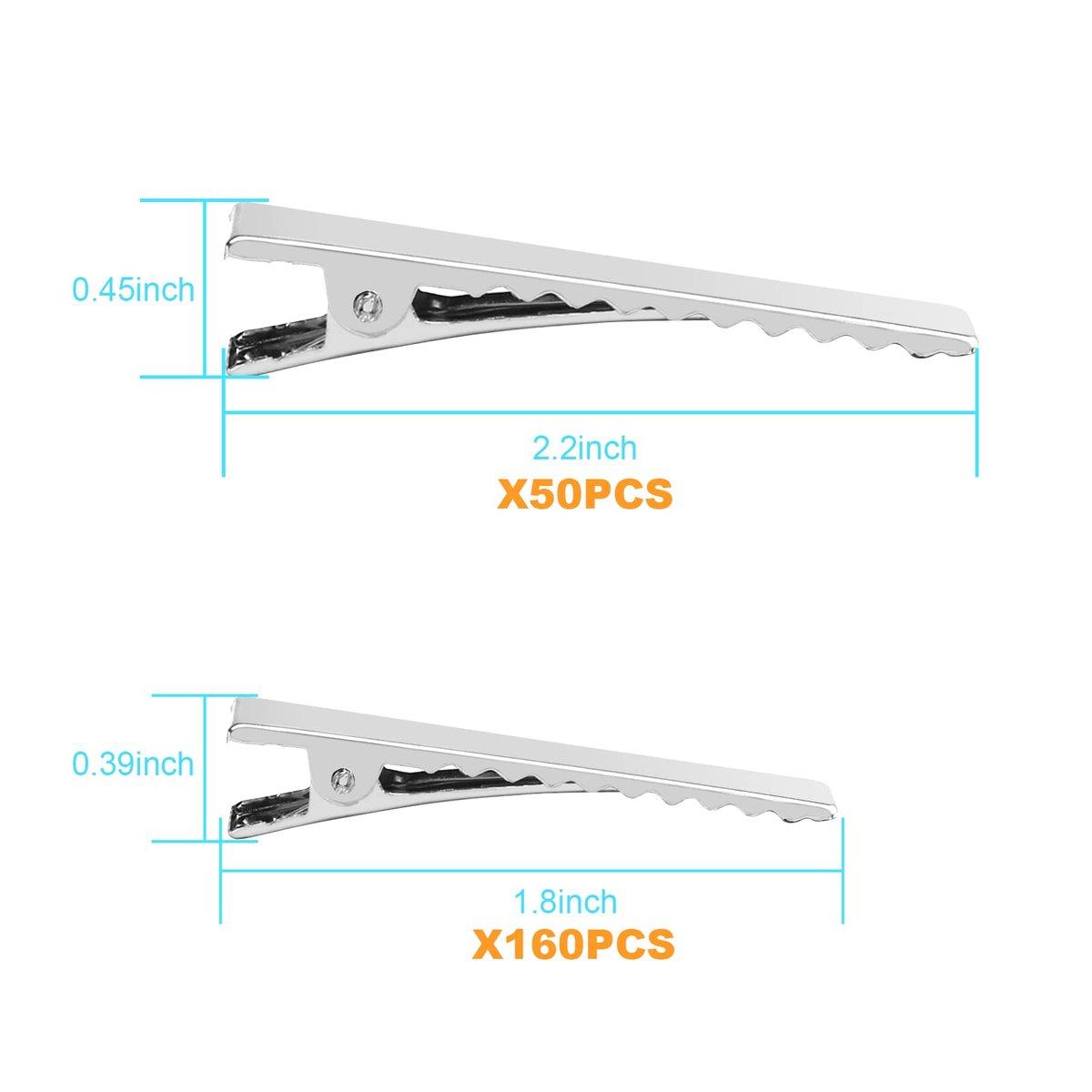 210 PCS Silver Alligator Hair Clips - 1.8 & 2.2 Inch Single Prong Metal Clips for Hair Bows, Crafts, and DIY Accessories | Aisuly - görsel 5