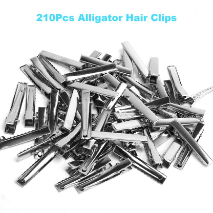 210 PCS Silver Alligator Hair Clips - 1.8 & 2.2 Inch Single Prong Metal Clips for Hair Bows, Crafts, and DIY Accessories | Aisuly