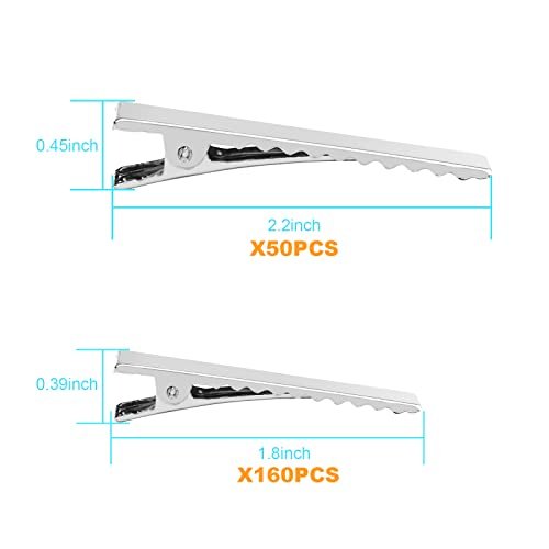 210 PCS Silver Alligator Hair Clips - 1.8 & 2.2 Inch Single Prong Metal Clips for Hair Bows, Crafts, and DIY Accessories | Aisuly - görsel 6