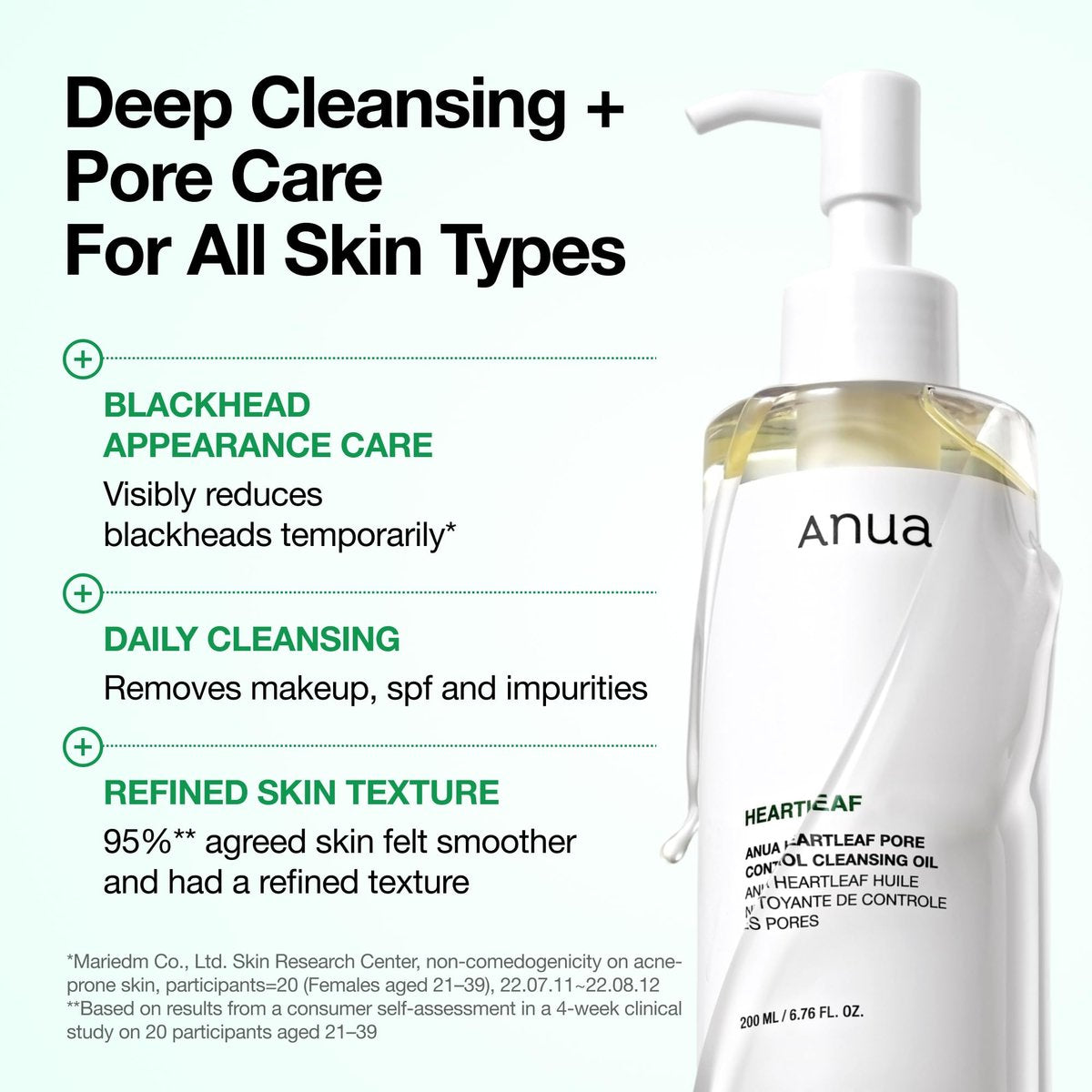 Anua Heartleaf Pore Control Cleansing Oil – Gentle Makeup Remover & Pore Cleanser for All Skin Types, Korean Skincare (6.76 fl oz) Avelisse
