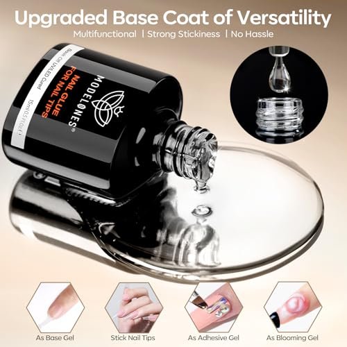 modelones Nail Glue Gel with Top Coat and Prep Dehydrator 3 PCS 15ml - 9 in One Gel Glue Kit for Easy Nail Extension - görsel 6