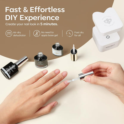 modelones Nail Glue Gel with Top Coat and Prep Dehydrator 3 PCS 15ml - 9 in One Gel Glue Kit for Easy Nail Extension