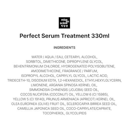 Mise En Scene Perfect Serum Treatment - Korean Hair Mask for Coating Effect, Home Care Wash-Off Conditioner, 11.15 Fl Oz (330ml) Avelisse