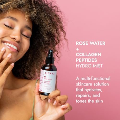 Alteya Organics Rose Water Face Toner with Collagen Peptides & Hyaluronic Acid – Hydrating Facial Mist for Anti-Aging, Firming & Radiant Skin – 4 Fl Oz (120mL) Avelisse