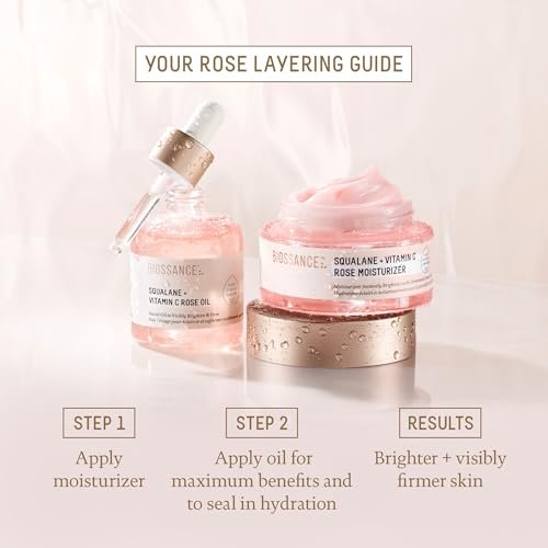 Biossance Squalane + Vitamin C Rose Face Moisturizer – Antioxidant-Rich Hydrating Lotion for Radiant Skin, 1.69 oz Avelisse