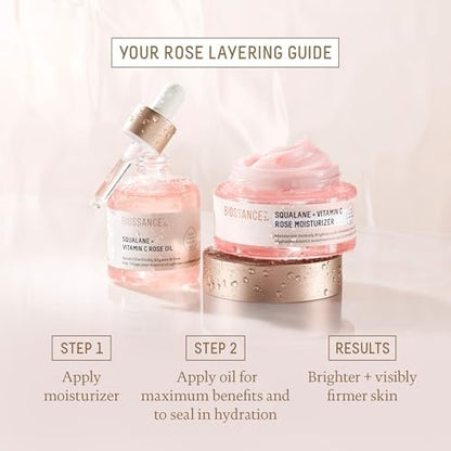 Biossance Squalane + Vitamin C Rose Face Moisturizer – Antioxidant-Rich Hydrating Lotion for Radiant Skin, 1.69 oz Avelisse