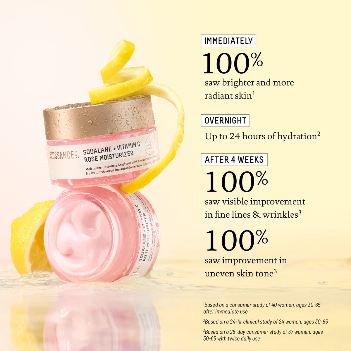 Biossance Squalane + Vitamin C Rose Face Moisturizer – Antioxidant-Rich Hydrating Lotion for Radiant Skin, 1.69 oz Avelisse