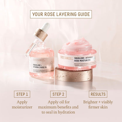 Biossance Squalane + Vitamin C Rose Face Moisturizer – Antioxidant-Rich Hydrating Lotion for Radiant Skin, 1.69 oz Avelisse