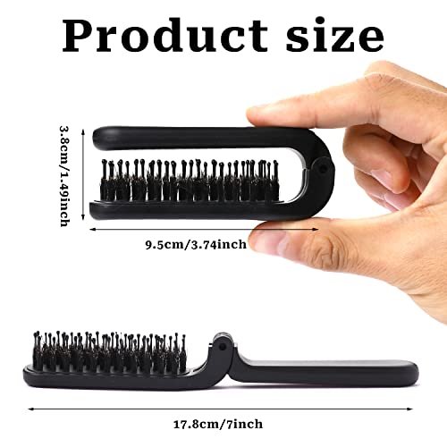 Sliverdew Travel Folding Hair Comb - Portable Boar Bristle Detangling Brush, Collapsible Pocket Hair Styling Tool for Women and Men (Black) - görsel 10