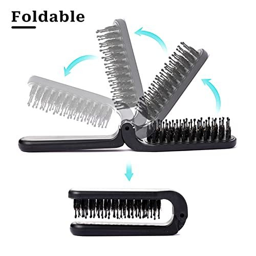 Sliverdew Travel Folding Hair Comb - Portable Boar Bristle Detangling Brush, Collapsible Pocket Hair Styling Tool for Women and Men (Black) - görsel 8