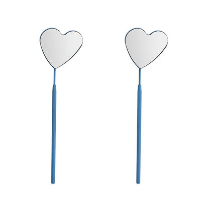 Heart Shape Eyelash Extension Mirror Set – 2 Pack Detachable Stainless Steel Lash Inspection Mirrors (Blue)