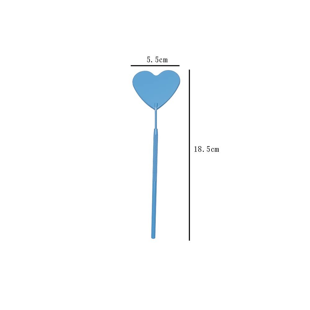 Heart Shape Eyelash Extension Mirror Set – 2 Pack Detachable Stainless Steel Lash Inspection Mirrors (Blue) - görsel 3