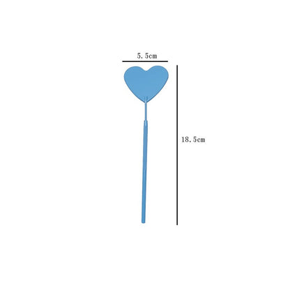 Heart Shape Eyelash Extension Mirror Set – 2 Pack Detachable Stainless Steel Lash Inspection Mirrors (Blue)
