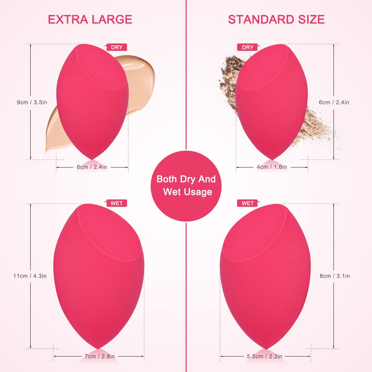 Extra Large 11cm Makeup Sponge Set – 2 Silicone Blenders with Holder for Face & Body - görsel 7