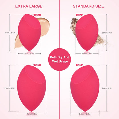 Extra Large 11cm Makeup Sponge Set – 2 Silicone Blenders with Holder for Face & Body