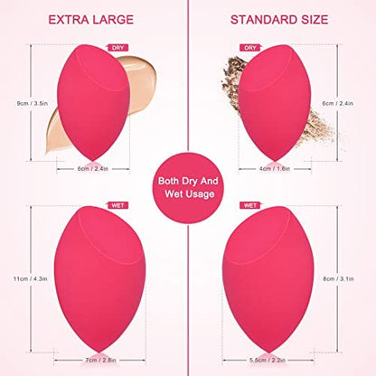 Extra Large 11cm Makeup Sponge Set – 2 Silicone Blenders with Holder for Face & Body