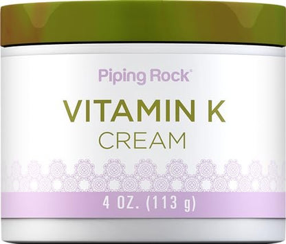 Piping Rock Vitamin K Cream | 4 oz | Supports Bruising, Dark Circles, Spider Veins, Skin & Face