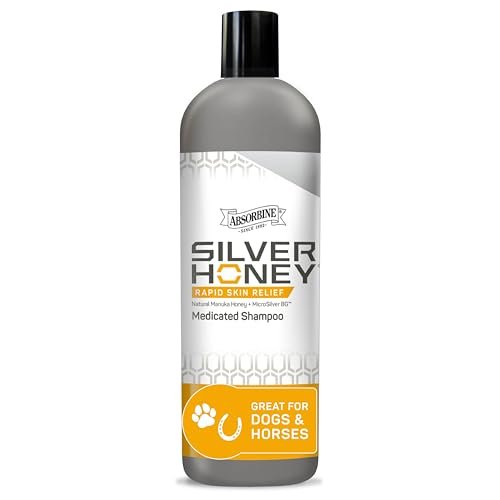 Absorbine Silver Honey Rapid Skin Relief Medicated Shampoo – Medical Grade Manuka Honey & MicroSilver BG – Soothing, Hydrating for Dogs & Horses – 16 oz Avelisse