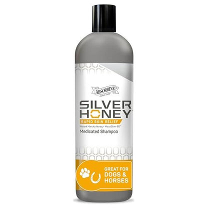 Absorbine Silver Honey Rapid Skin Relief Medicated Shampoo – Medical Grade Manuka Honey & MicroSilver BG – Soothing, Hydrating for Dogs & Horses – 16 oz Avelisse
