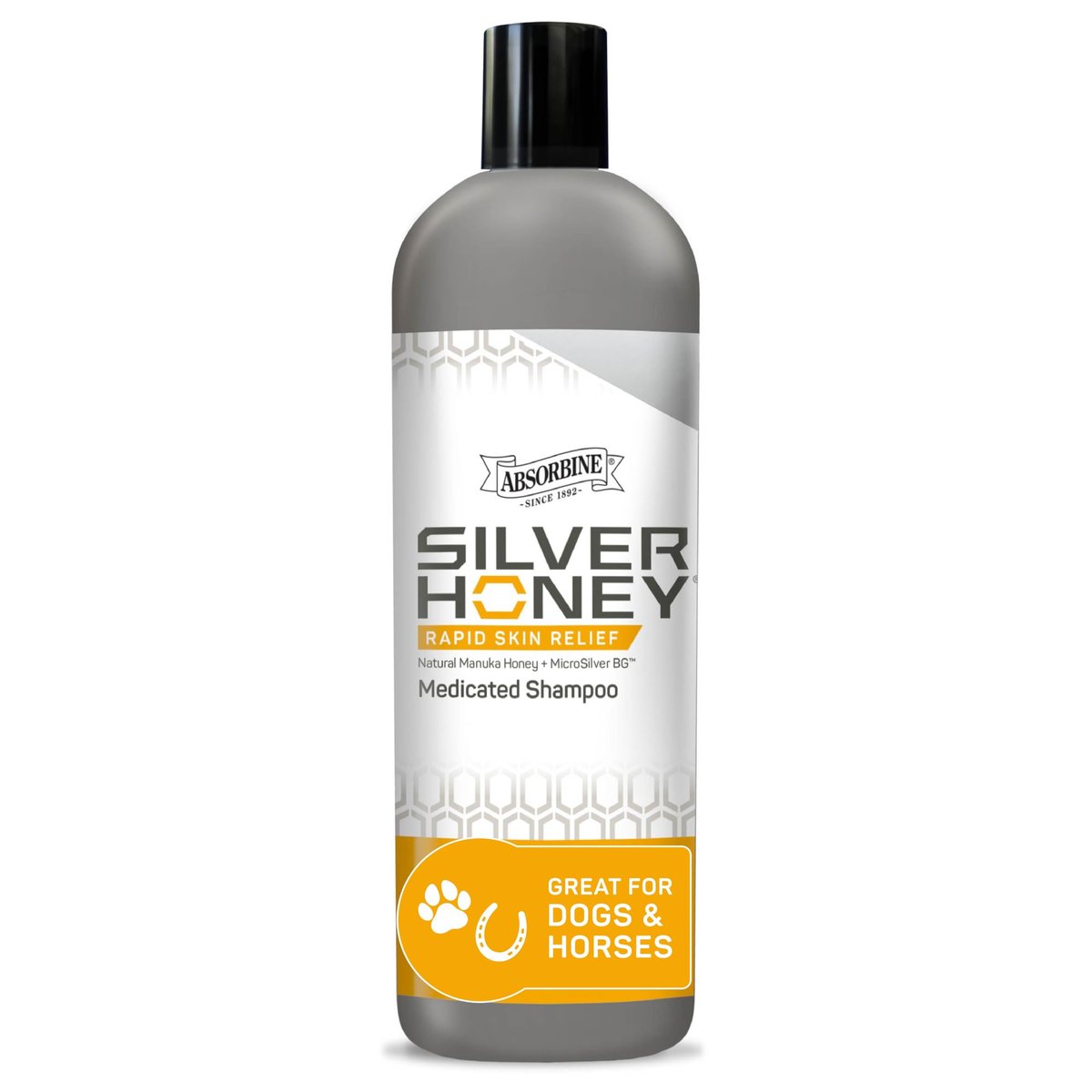 Absorbine Silver Honey Rapid Skin Relief Medicated Shampoo – Medical Grade Manuka Honey & MicroSilver BG – Soothing, Hydrating for Dogs & Horses – 16 oz Avelisse